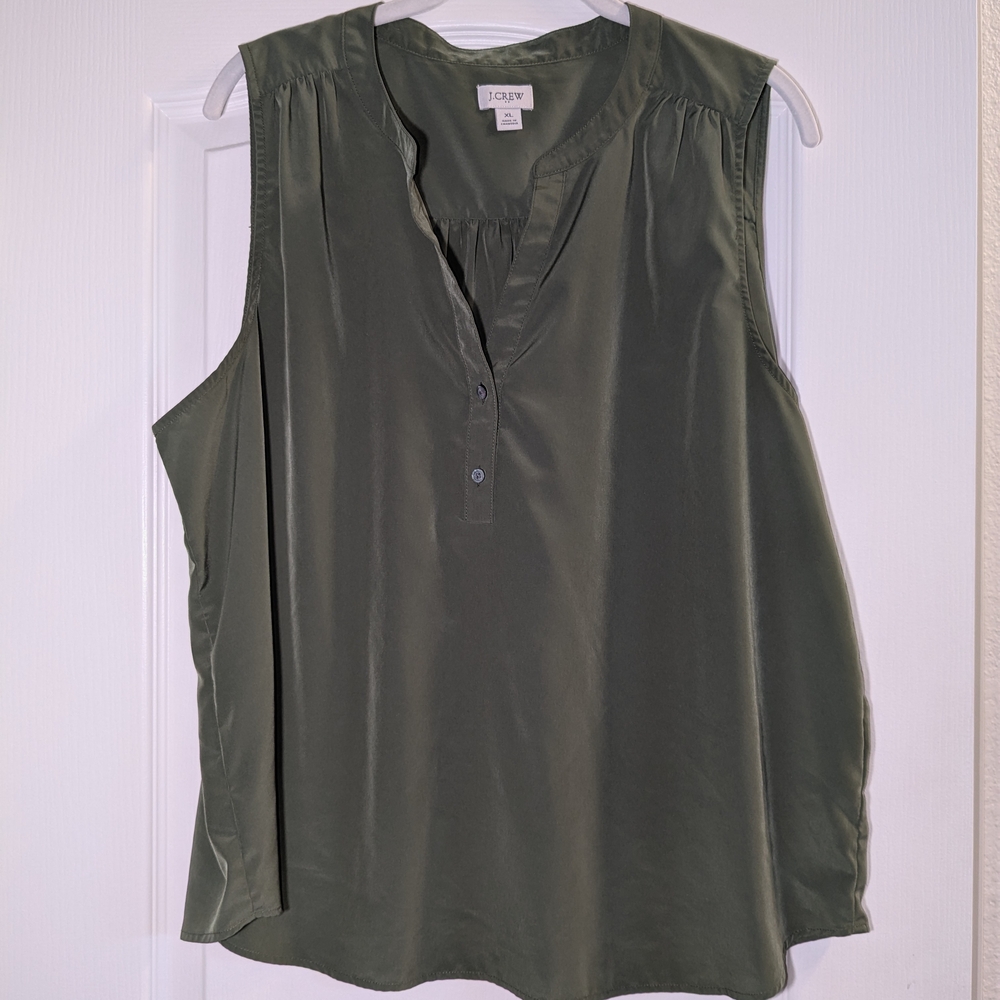 J. Crew Olive Green Sleeveless Top (Size XL)